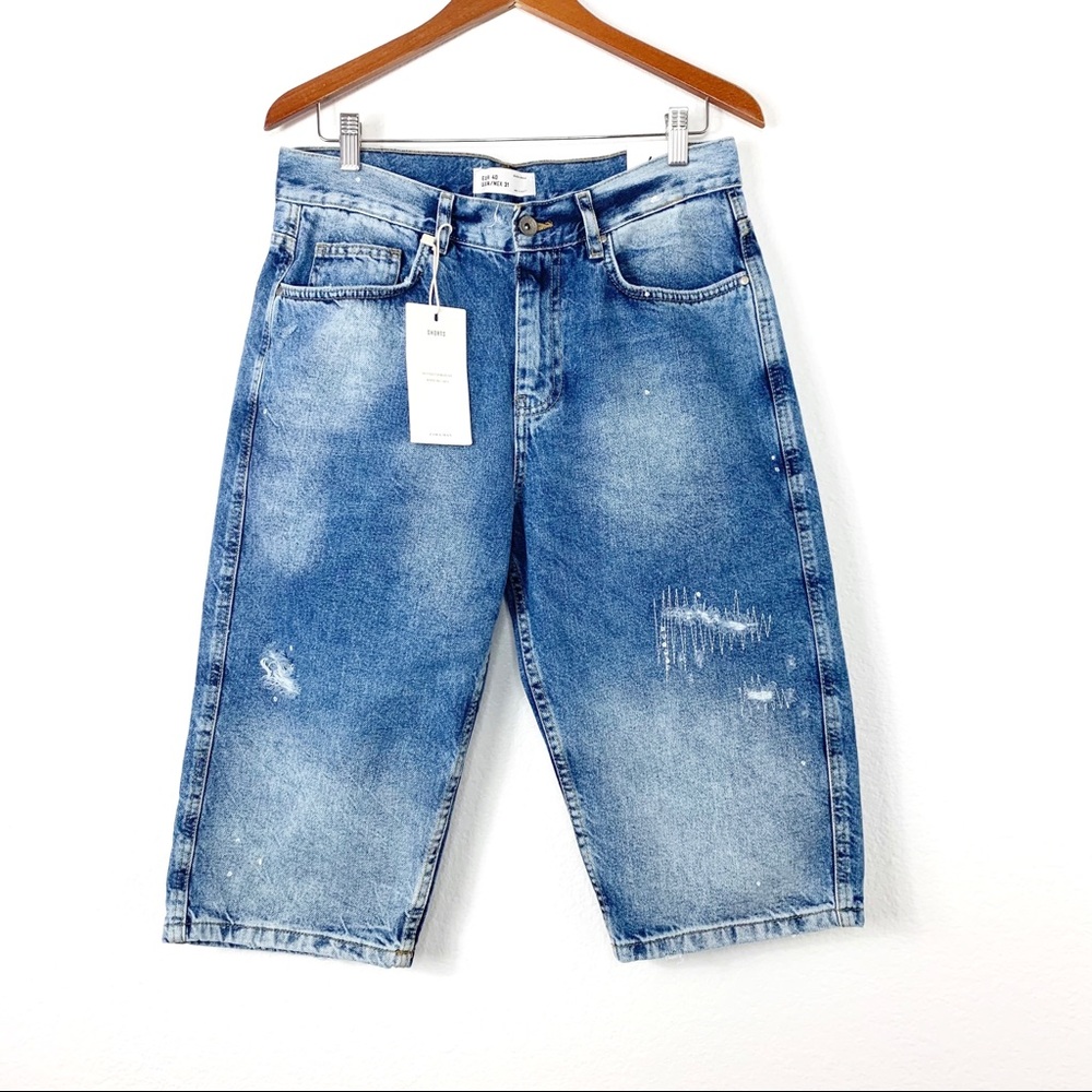NWT Zara Men’s Denim Distressed Shorts